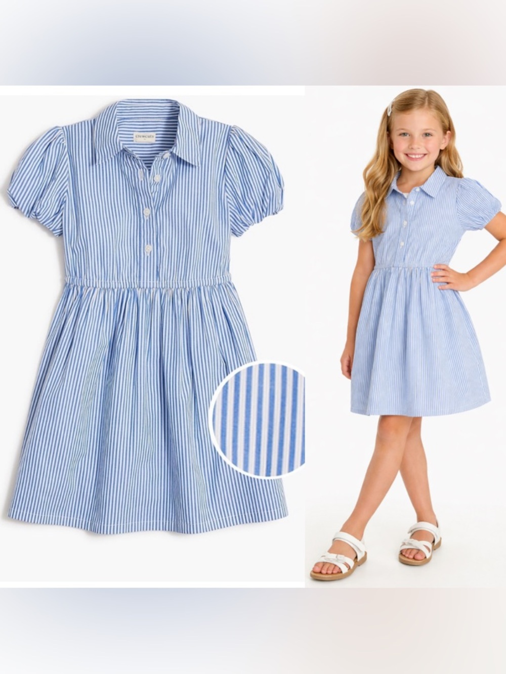 Crewcuts Blue and White Striped Kids Dress